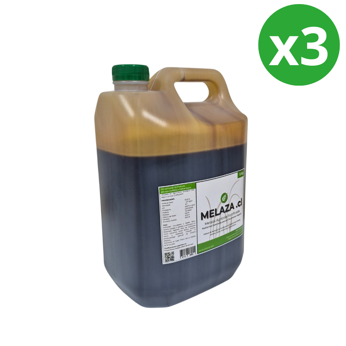 Pack x3 uni | Melaza Agrícola Fortificada 5Kg 1 Pack de 3 Bidones de Melaza Agrícola Fortificada de 5kg