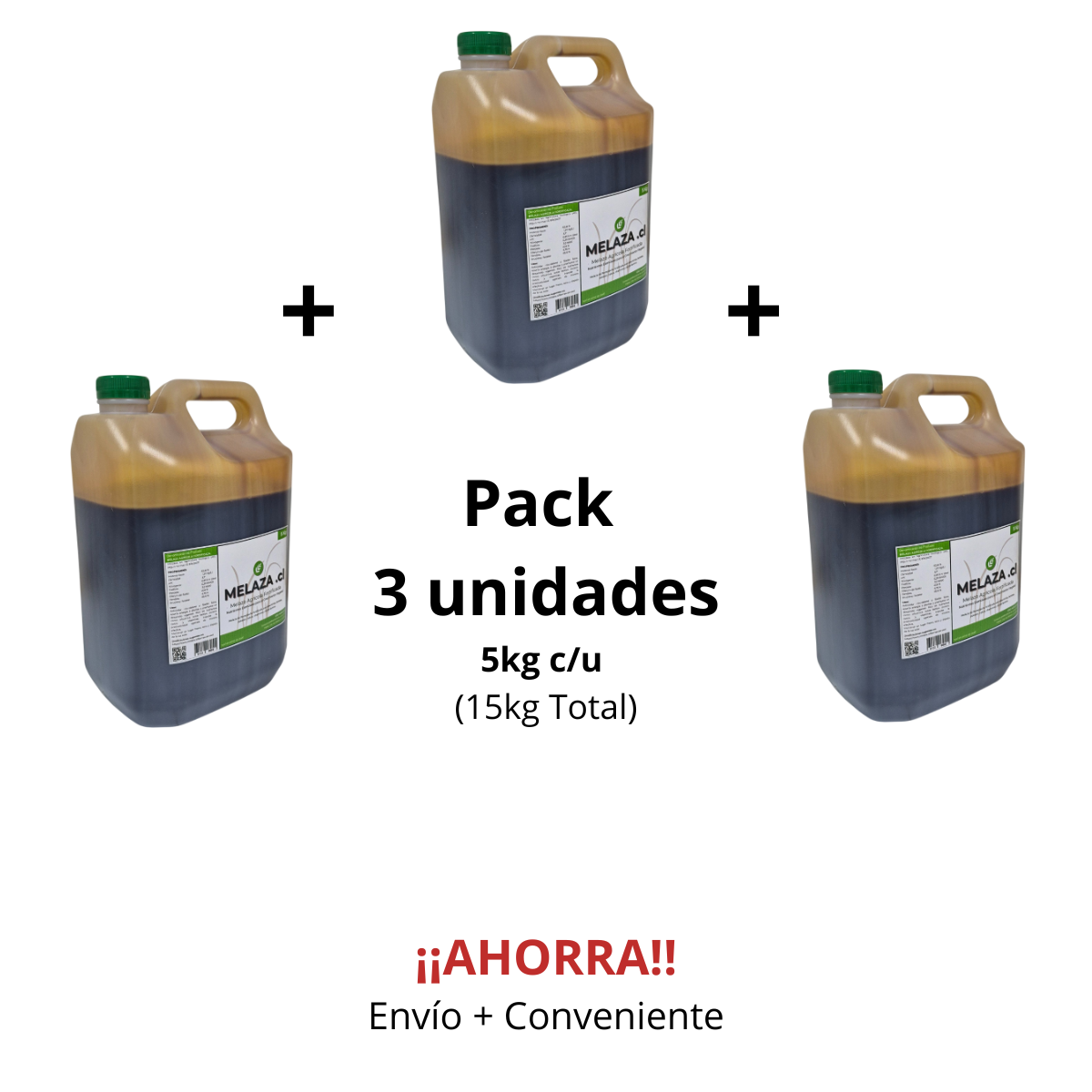 Pack x3 uni | Melaza Agrícola Fortificada 5Kg 2 Pack de 3 Bidones de Melaza Agrícola Fortificada de 5kg